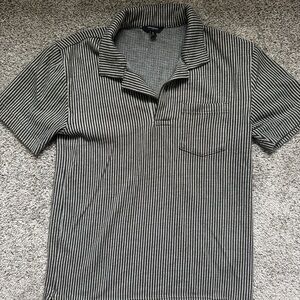 Banana Republic Black and White Striped Polo Shirt